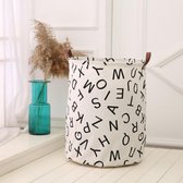 Speelgoedmand - Wasmand - Opberger - 35 x 45 cm - Wit met letters