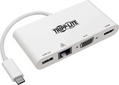 Tripp-Lite U444-06N-HV4GU USB 3.1 Gen 1 USB-C Adapter, 4K @ 30Hz - HDMI, VGA, USB-A and Gigabit Ethernet, White TrippLite