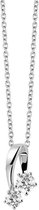 New Bling 9NB 0198 Zilveren collier met hanger - solitair zirkonia rond 5 en 6 mm - lengte 40 + 5 cm - zilverkleurig