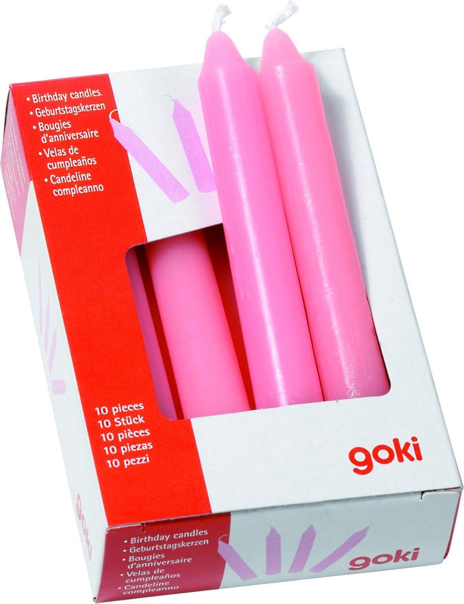 GOKI Verjaardag - Kaarsjes - 10 Stuks - 8 Cm - Roze