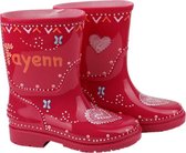 LKMN regenlaarzen met naam figuur hartje maat 35-roze