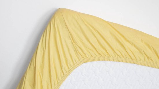 Snoozing - Topper - Hoeslaken - Double - 140x220 cm - Coton percale - Jaune