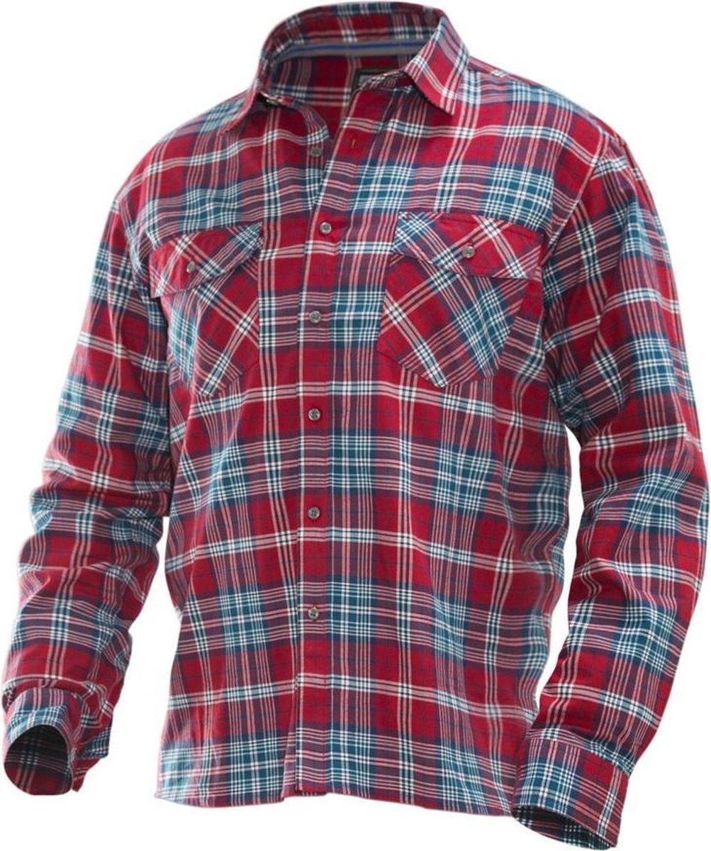Jobman 5138 Flannel Shirt 65513801 - Rood/Blauw - L