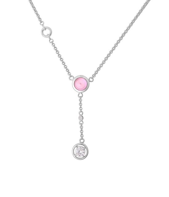 Orphelia Ketting Pink & White Zirconium Sterling Zilver 925 Zk-2750