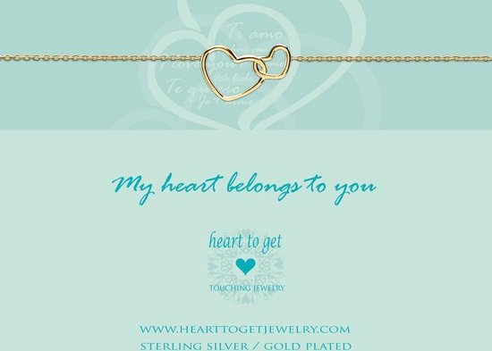 Heart to Get bracelet, gold plated, entwined hearts, my heart belongs to you.