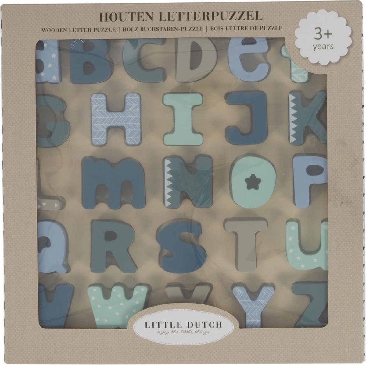 Little Dutch Houten Alfabet Puzzel - Blauw | bol.com