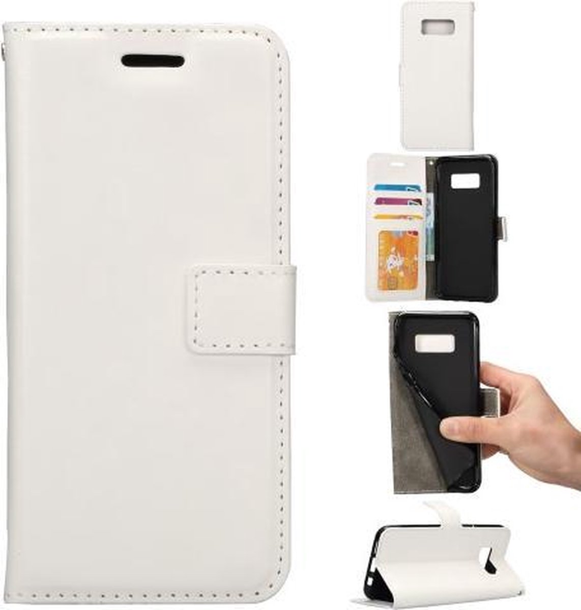 Samsung Galaxy S8 Plus Litchi portemonnee hoesje - wit