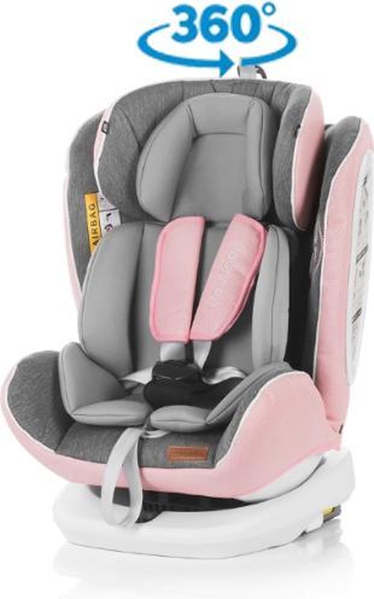 Autostoel Tourneo isofix roze geschikt voor newborns 360 graden draaibaar |