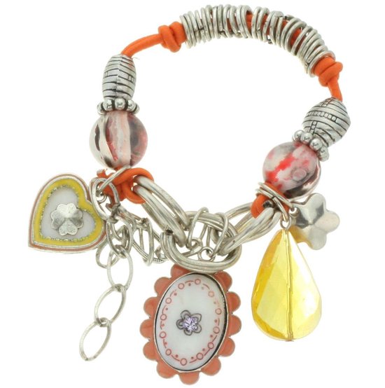 Bracelet élastique en métal avec breloques et pendentifs forme coeur-fleur,  longueur... | bol.com