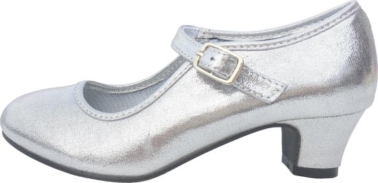 Elsa chaussures argent brillant / chaussures de princesse espagnole-taille 26 (taille intérieure 17 cm) avec robe