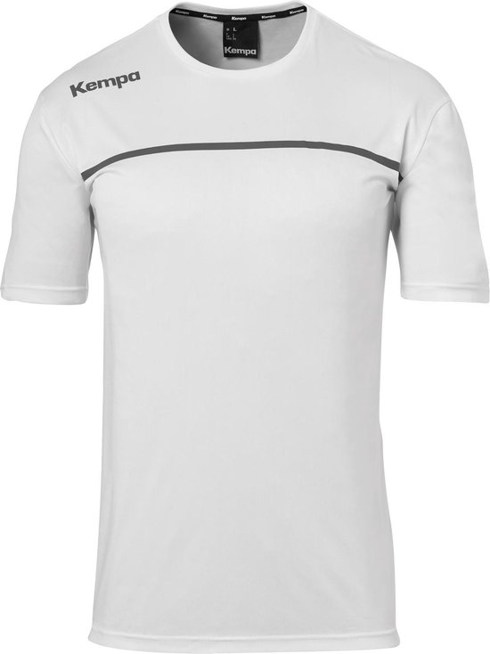 Kempa Emotion 2.0 Poly SS Shirt Heren Sportshirt - Maat S  - Mannen - wit/grijs