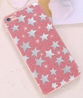 Hoesje voor Apple iPhone 8 - Glitters Hoesje Bling Bling Roze Apple iPhone 8 Hoesje met Sterren, iPhone 8 Hard Case Cover Hoesje met Siliconen TPU Gel Soft Frame