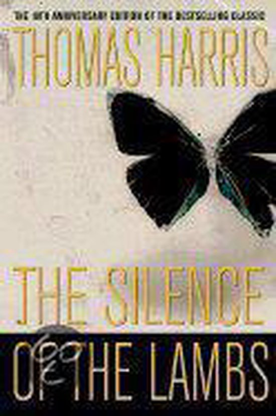 Boekomslag van "The Silence of the Lambs" met een zwart vlindermotief.