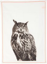 Present Time, Owl - Theedoek - 50x70 cm - Katoen - Wit