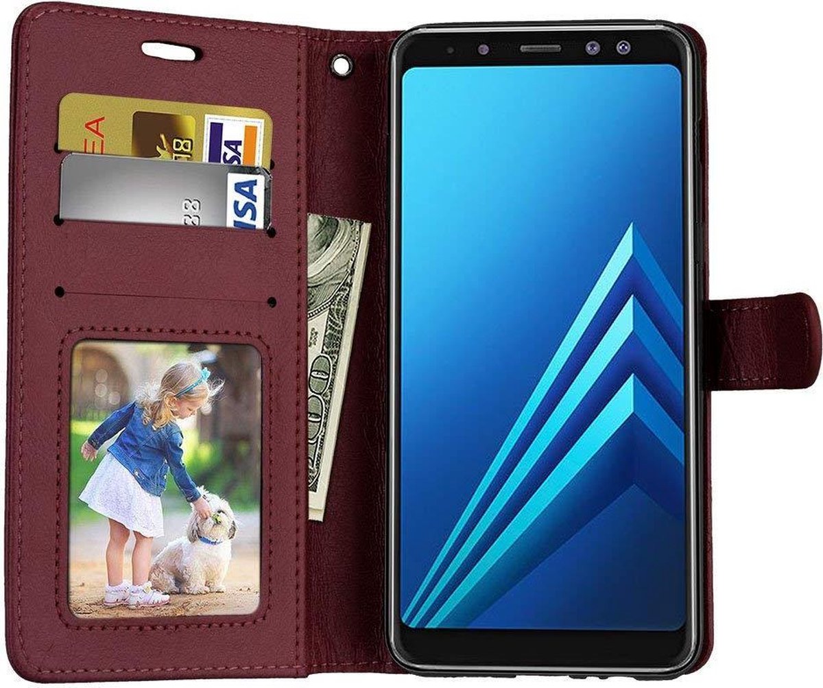 Telefoonhoes Geschikt voor: Samsung Galaxy A8 (2018) portemonnee hoesje - Bruin