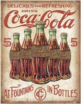 Coca-Cola Wandbord '5 Bottles' - Metaal - 30 x 40 cm