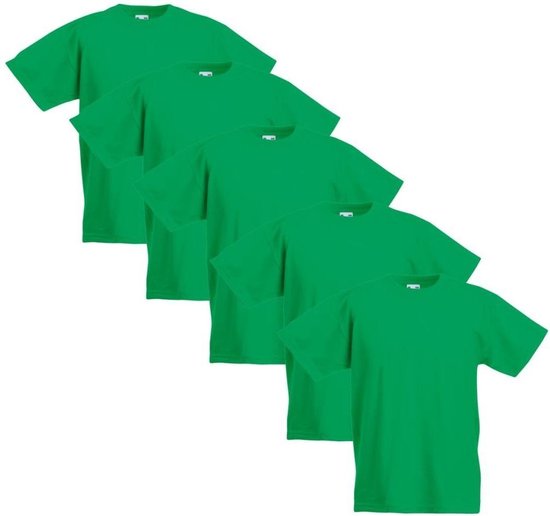 5 Fruit of the Loom Original Kids T-shirt 5 stuks groen maat 140