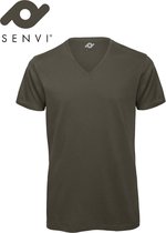 Senvi V-hals T-shirt 5 Pack 100% Katoen (Biologisch) Olive - XL