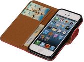 Rood vintage lederlook bookcase voor de geschikt voor iPhone SE / 5 / 5s  wallet Telefoonhoesje