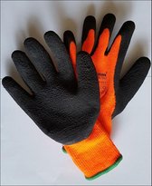 Paar Thermo werkhandschoenen mt. XXL - Werk handschoen thermo winter  kou fluor oranje