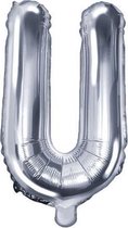 Folie ballon, 35 cm zilver Letter U