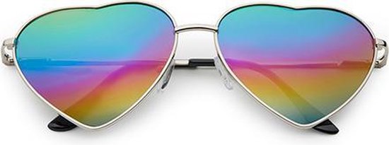 Freaky Glasses® Hartjes dames zonnebril - Pride zonnebril - regenboog spiegel lenzen - Merkloos