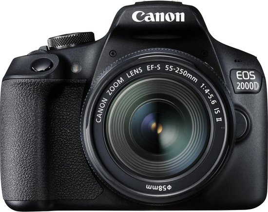 Canon eos 2000d + 18-55mm is + 75-300mm dc - zwart