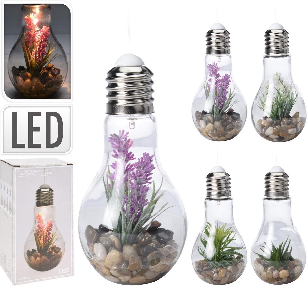 Lamp met plant en licht hangend - set van 8 stuks | bol.com