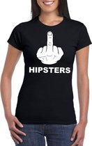 Fuck hipsters t-shirt zwart voor dames S