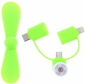 Groene ventilator voor smartphones USB-C, Micro-USB & Lightning