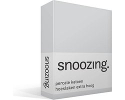 Snoozing - Hoeslaken - Extra hoog - Lits-jumeaux - 180x200 cm - Percale katoen - Grijs