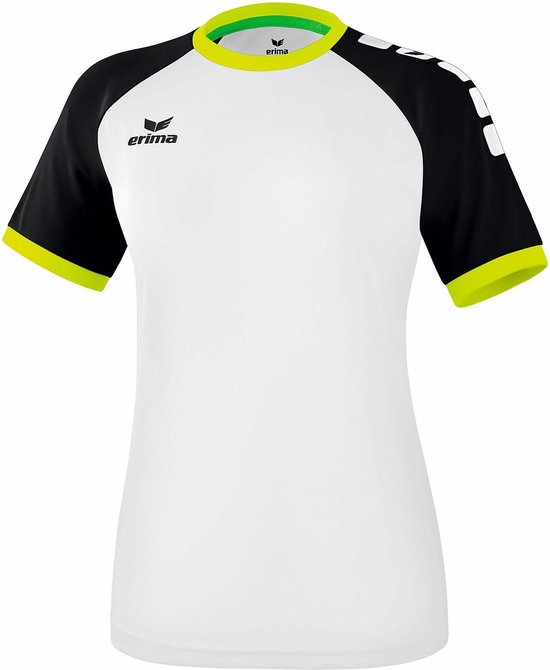 Erima Zenari 3.0 SS Shirt Dames Sportshirt - Maat M  - Vrouwen - wit/zwart/geel