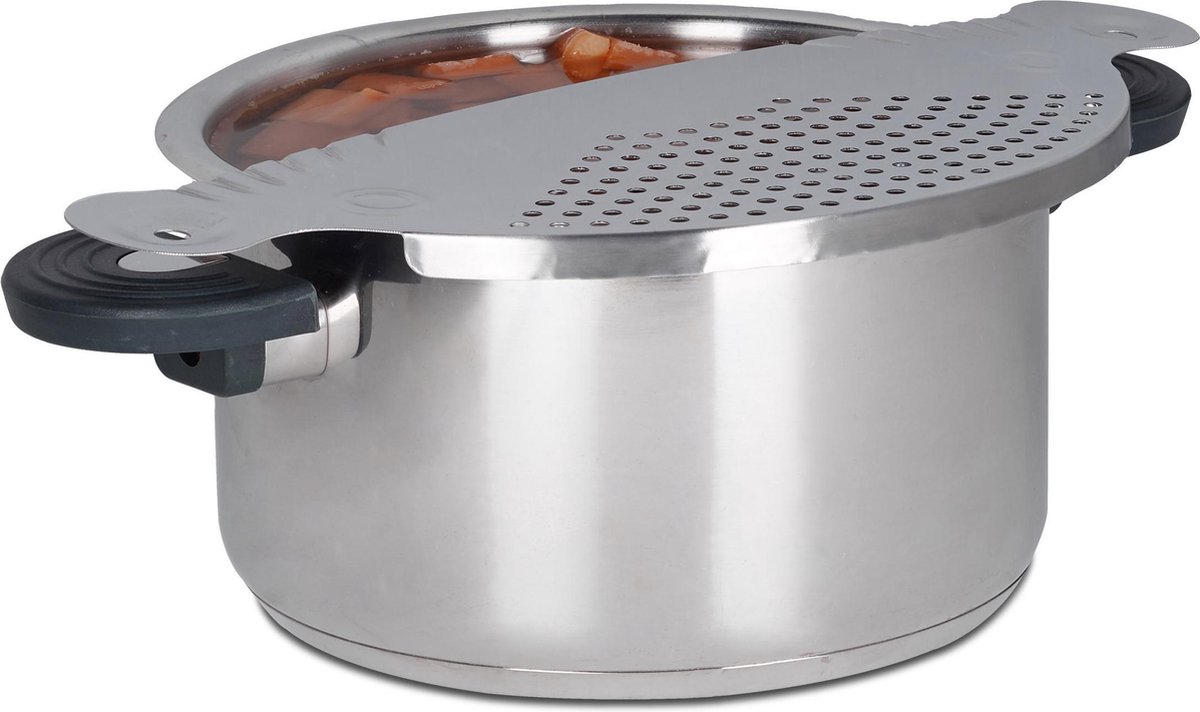 Goedkoopste afgietdeksel - 32,5 x 13 cm - voor pannen - afgiethulp - zilver