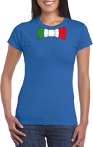 Blauw t-shirt met Italie vlag strikje dames S