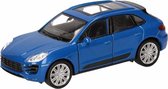 Speelgoed blauwe Porsche Macan Turbo auto 12 cm