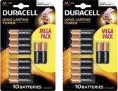 20 Stuks (2 Blisters a 10st) - Duracell MEGA Pack LR6 / AA / R6 / MN 1500 1.5V Alkaline batterij