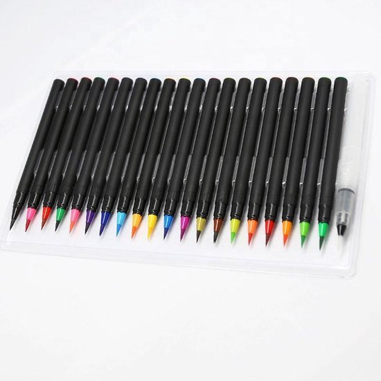 Penseelstiften Brush pen set 21 stuks – Kleurrijke Aquarel brushpen  geschikt voor... | bol.com