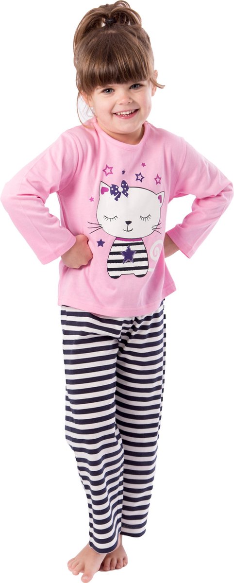 Amantes Pyjama Meisjes roze Kitten- maat 128/134