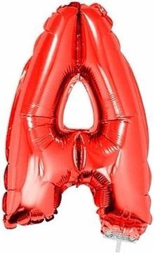 Rode opblaas letter ballon A op stokje 41 cm