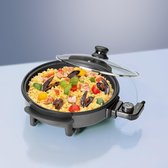 Elektrische Multipan Hapjespan Met Glazen Deksel - Multi Cooker Party Pan Pizza / Paellapan - Pizzapan - 42 CM Groot