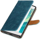 Pull Up TPU PU Leder Bookstyle Wallet Case Hoesjes voor Xperia C6 Blauw