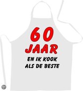 60 jaar en ik kook als de beste - Luxe Schort Keukenschort met leeftijd - Wit