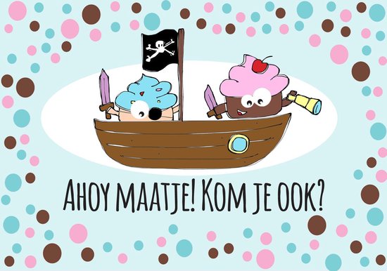 Piraten uitnodigingen - kinderfeestje - uitnodigingskaartjes Piraat - 8 stuks