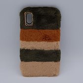 zacht pluizig – Konijnenbont Gemengde Kleuren – bruin – case voor iPhone XS max