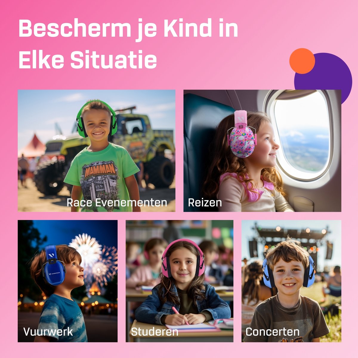 Gehoorbescherming Kind - Gehoorbeschermers Oorkappen Kinderen - 27dB - 3-16 jaar - Roze - V-Zilla – foto 5