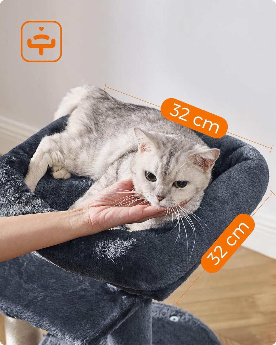 Krabton: Kleine Multi-Level Krabpaal 68cm Rookgrijs PCT59G