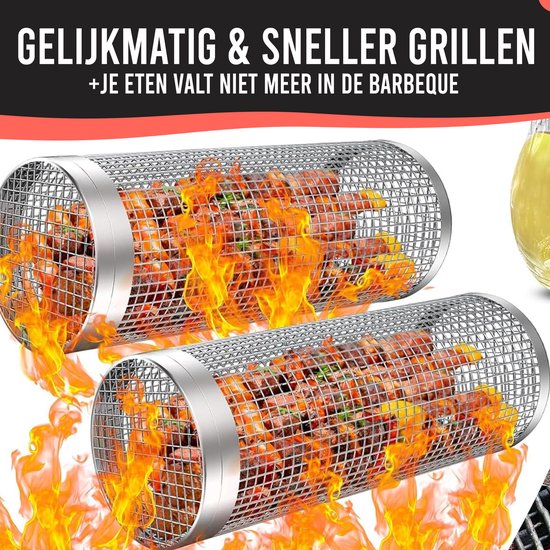 Grelesto Grillmand BBQ Set van 2 - BBQ Accesoires - Barbecue Gereedschap - 20+19 CM - Vaderdag Cadeau