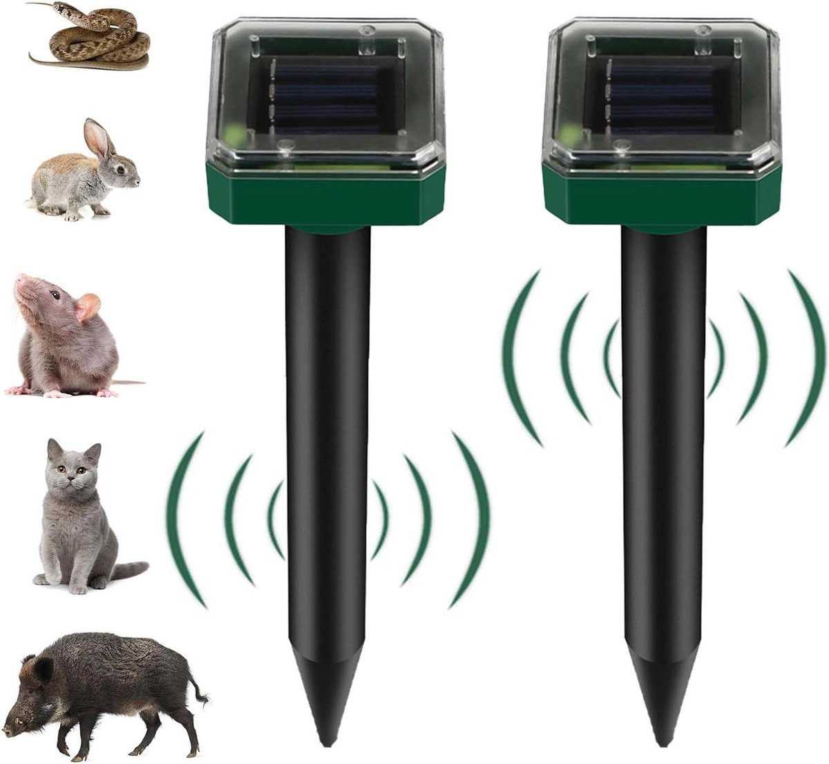 Mollenverjager op zonne-energie IP65 waterdicht Ultrasone mollenverjager Ongediertebestrijding van mollen en eekhoorntjes Mollenverjager