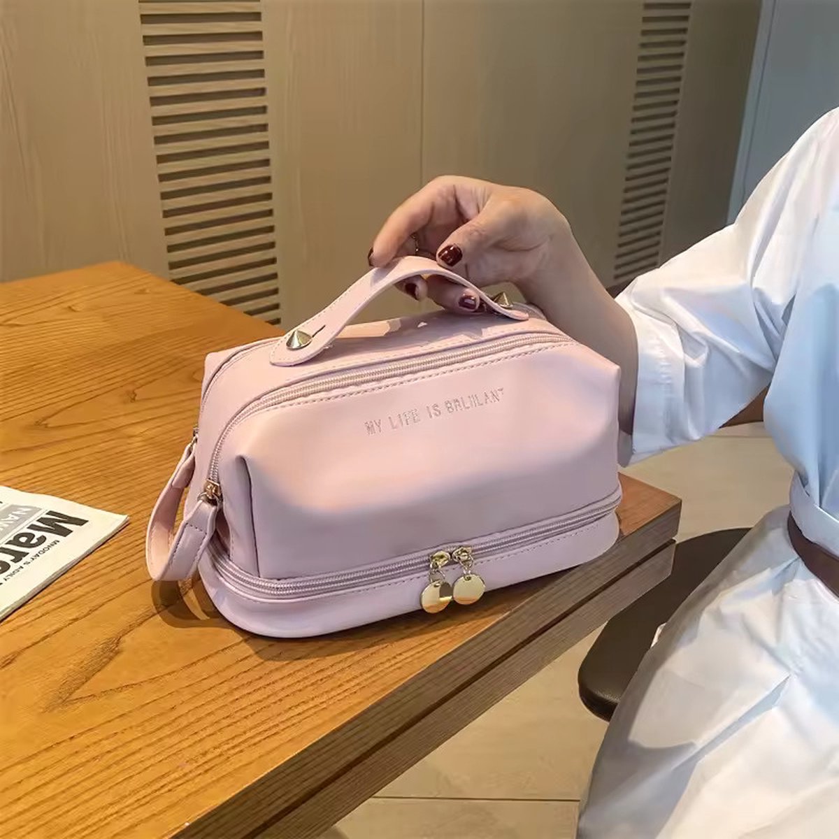 Toilettas, Make Up Tasje, Make Up Koffer, Beautycase, Make Up Organizer, Make Up Tas, Reis Toilettas, Reistas, Toilettas Dames, Make Up Organizer, Make Up Etui, Beautycase Koffer, Cosmetica Tas, Verjaardag, Moederdag, Valentijnsdag, Cadeautje, ROZE