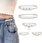 5 Stuks (Wit)- mode parel broche - Sierspeld Set - faux parel broches - Vestsluiting - Vestspeld - trui sjaal clip - taille broek extender veiligheidsspelden